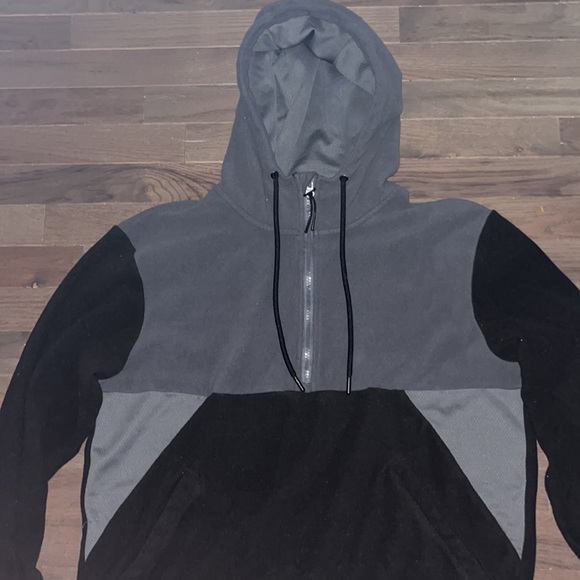 MTA Sport Quarter Zip Up Pullover All Fleece Hooded Sweatshirt - Picture 2 of 6